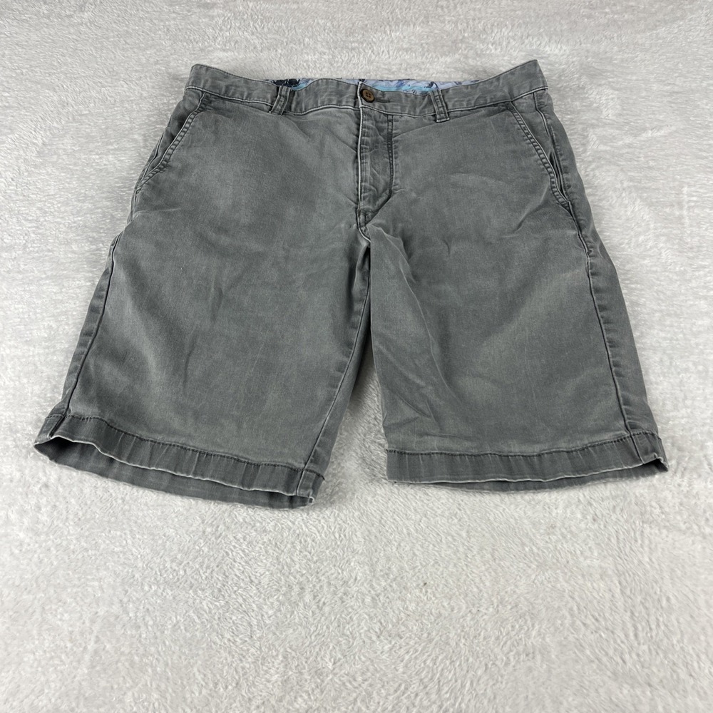Tommy Bahama Chino Shorts Mens 32 Gray Excellent Cotton Tencel Blend Flat Front